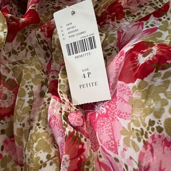 NWT By Anthropologie Puff-Sleeve Ruched Mesh Midi Shirt Dress SIZE 4P - Picture 4 of 4